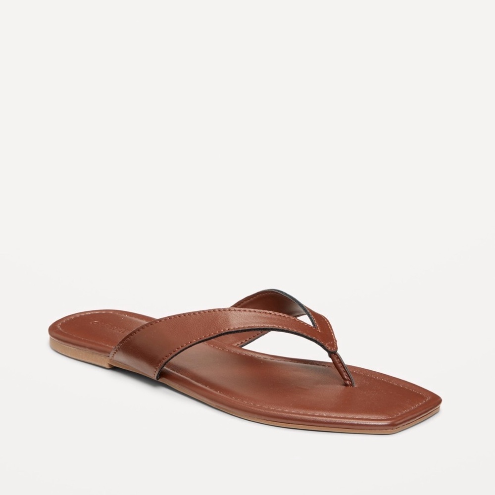 Old Navy Faux Leather Square Toe Thong Sandals SZ 8
